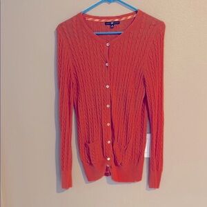 Gap Orange Cable Knit Cardigan Sweater
